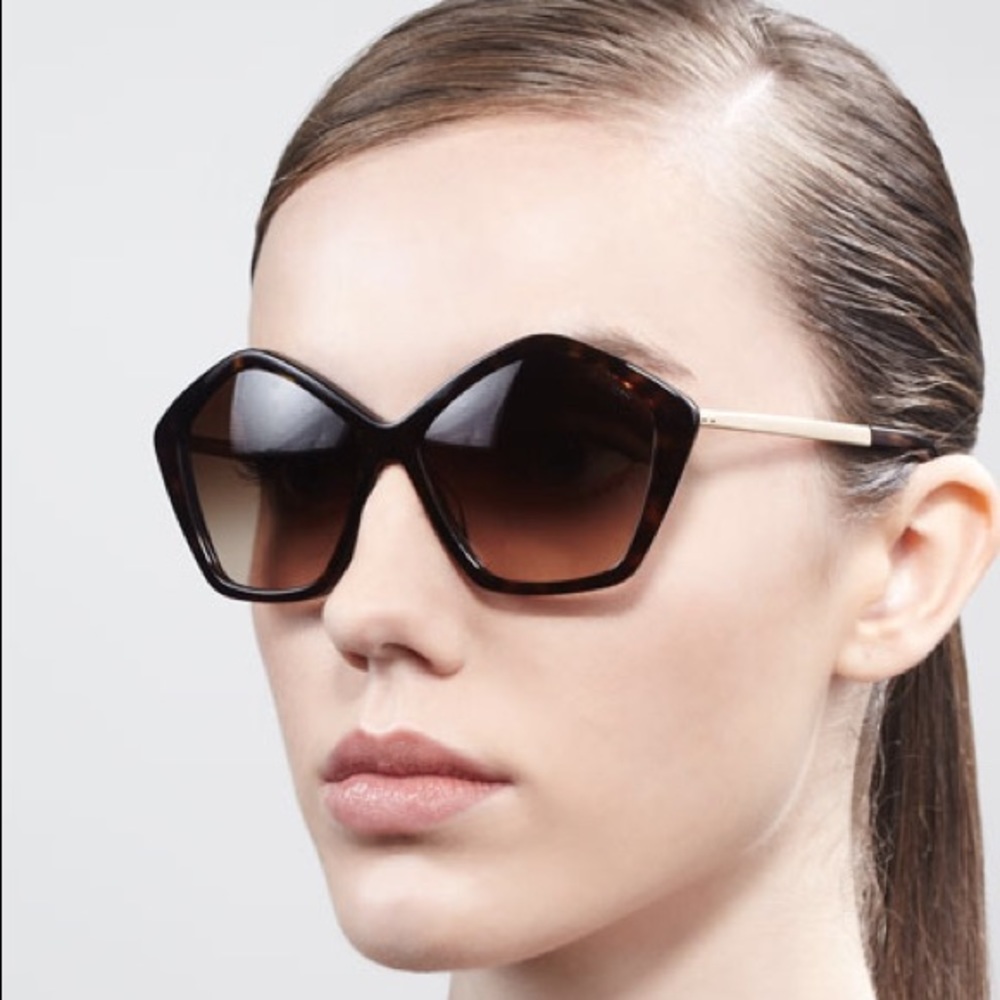 Miu Miu black pentagon sunglasses with box